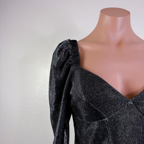 Gianni Bini Andie Metallic Top Blouse Whimsigoth Fairycore Fairy sz Black 6 NWT - Picture 4 of 11